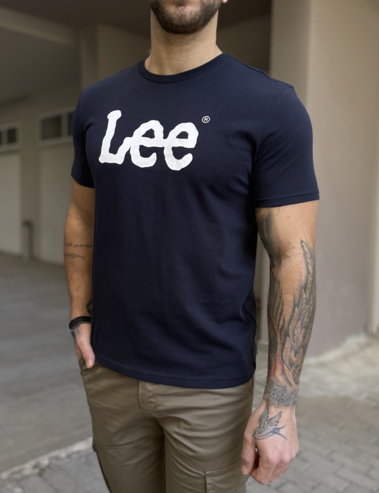 Lee Lee Wobbly Logo Tee ανδρικό μπλουζάκι μπλε σκούρο L65QAIEE